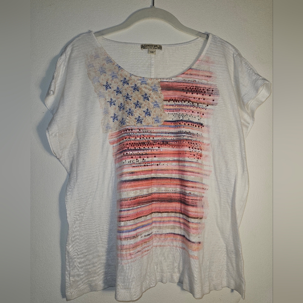 Energie White and Red Graphic Short Sleeve Tee
